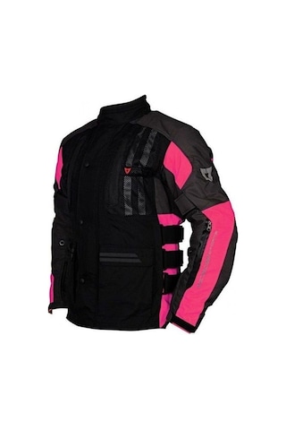 Venom Motosiklet Montu Women Tourex 4 Mevsim Ce Sertifikalı Touring Long Motor Lady Mont Siyah-pembe Çok Renkli