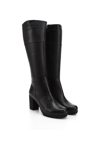 Gönderir Kadın Siyah Floter Fermuarlı Kalın Topuklu Hakiki Deri Çizme Gkzc13444602 Siyah