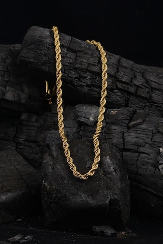 Vog 5mmçelik Halat - Burgu Sarı Renk Unisex 24 Ayar Altın Kaplama Çelik Zincir Sarı