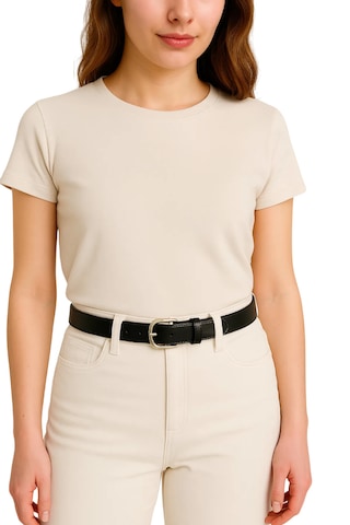 Kadın Kemer Siyah Deri Kumaş Ve Kot