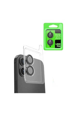 Mey İthalat Apple, Uyumlu iPhone 16 Plus Raze Metal Kamera Lens - Siyah