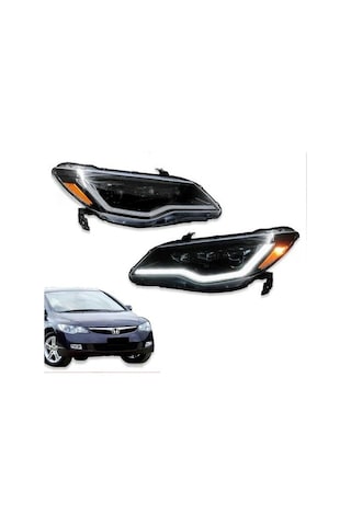 Autogp Honda Civic Fd6 Ön Far Lambası Ledli Diamond Model 3 Lens 2006 / 2011 1 Adet