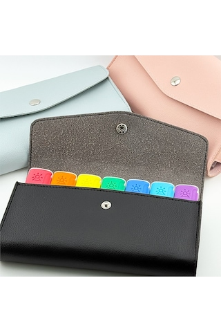 Siyah Taşıma Çantalı 7 Li Renkli Weekly İlaç Kutusu Seti Gri