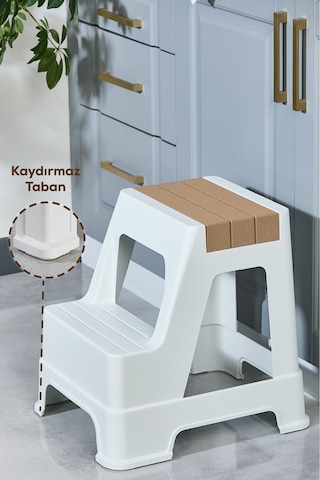Vienev Plastik Basamaklı Tabure Kahverengi Kahverengi