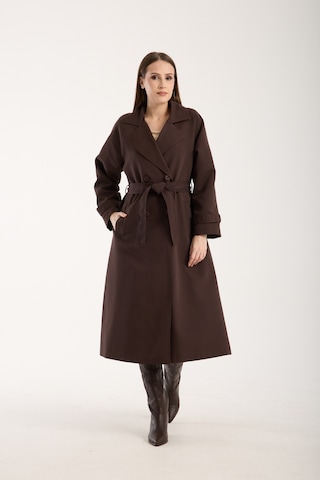 Acı Kahve Oversize Astarlı Trençkot Kahverengi