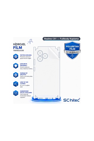 Realme C51 Uyumlu Fullbody Arka Kaplama Hidrojel Koruyucu Film 10815263