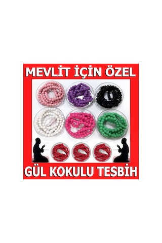 60 Adet Gül Kokulu Kutulu Tesbih Bebek Mevlüt Tespih