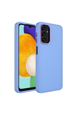 Mobilteam Galaxy Uyumlu A13 4g Kılıf Metal Çerçeve Ve Buton Tasarımlı Silikon Luna Kapak - Li Lila