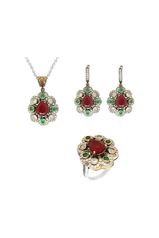Renkli Taşlı Bronzlu Gümüş Set G52Tk Altınsepeti