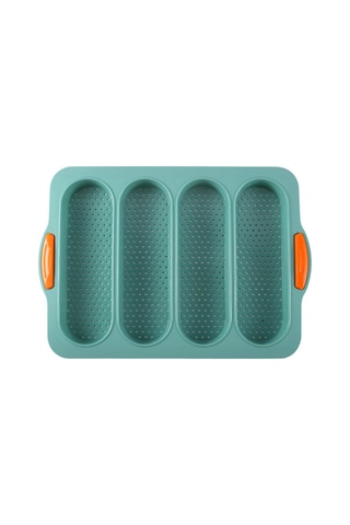 Wezone Yemek Kalitesi Silikon Fırın Kalıbı, 4 Bölmeli Sabit Tutamlı Ekmek Ve Kek Pişirme Aracı, Kaymağızlı, Yeşil Diğer