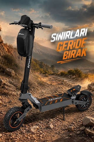 F1 Elektrikli Scooter 1000W Turuncu | Mobil Uygulama | Çift Amortisör | Uzun Menzil