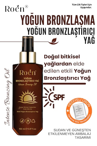 Yoğun Bronzlaştırıcı Yağ, Havuç Ve Hindistan Cevizi Içeren Güneşli Ve Güneşsiz Kullanım Spf15 150 Ml