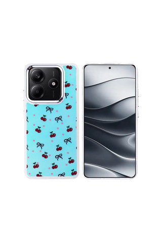 Kilifone - Redmi Note 14 4g Uyumlu Kılıf Airbag Tasarımlı Desenli Hadra Kapak - Kiraz - T37693