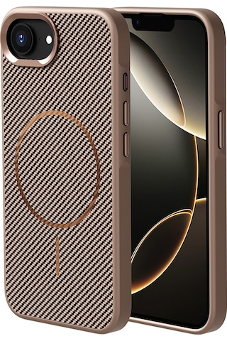Apple Uyumlu iPhone 17e Kılıf M-safe Şarj Özellikli Karbon Fiber Görünümlü Zore Troy Kapak - Gri