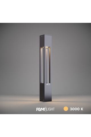 FoneLight AKA 60 cm LED Bollard Bahçe Aydınlatma Direği Antrasit Alüminyum IP65 Peyzaj Yürüyüş Yolu Aydınlatması 9W 3000K