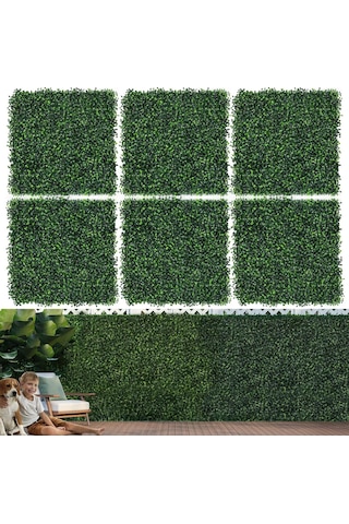 Moeput 12 Adet Çim Duvar Panelleri 10"x10" Suni Çim Duvar Panelleri Yeşillik Zemin Dekor Şimşir Çit Sku: Smg8690010017147 Abanoz