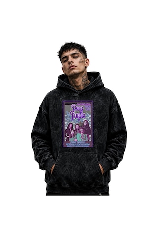 Sevbano Deep Purple Rock Metal Müzik Grubu Baskılı Unisex Oversize Yıkama Siyah