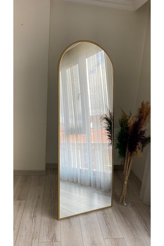 Ersan Dizayn Metal Çerçeve Oval Ayaklı Boy Aynası Altın 65 x 180 CM Altın