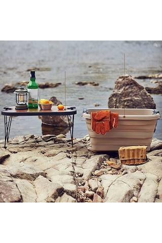 Katlanır Kamp Piknik Sepeti Bej