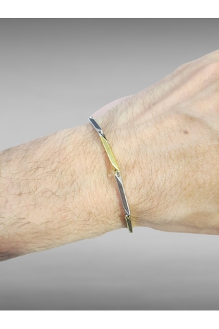 Çelik Bileklik Titanyum Melon Düz Model 3 Mm Kalınlık 22 Cm Uzunluk Altın Sarısı Gümüş Gold - Gümüş