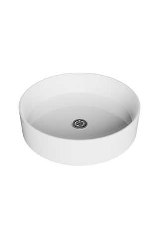 Galaksi Tezgah Üstü Lavabo Yuvarlak Beyaz Çanak Lavabo Beyaz