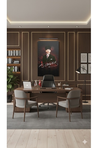 Mustafa Kemal Atatürk Şık Portre Cam Tablo Hediyelik Özel Tasarım
