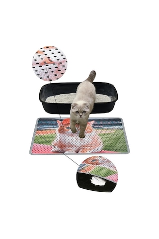 Kar Mat Kedi Tuvaleti Paspası Delikli Kedi Kumu Paspası Şapkalı