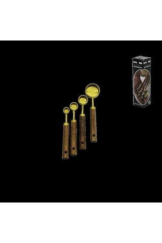 Altın Renk Metal 4'lü Ölçü Kaşık Seti 15ml, 5ml, 2.5ml, 1.25ml Çok Renkli
