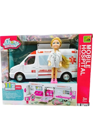 Mobile Hospital Oyuncak Bebekli Ambulans Ve Doktor Seti 11 Parça