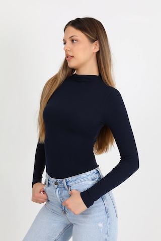 Hdm Kadın Lacivert Yarım Balıkçı Fitilli Modal Pamuk Uzun Kollu Bluz - H6173