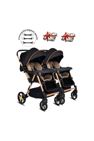 Baby Home 810 Ayrılıp Birleşebilen Çift Yönlü İkiz Bebek Arabası
