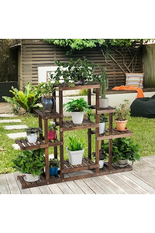Alandekor Eskitme Ahşap Dekoratif Çiçeklik Saksılık Balkon Bahçe Standı (441541840) Ceviz