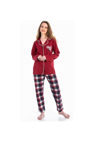 Vishenka Boydan Düğmeli Pamuklu Gömlek Yaka Kadın Pijama Takım