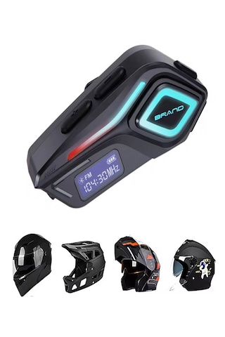 Ip68 Su Geçirmez Fm Radyolu Fenerli Hd Lcd Ekran İnterkom Bluetoo