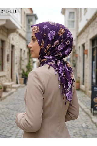 Dolce Cotton Desenli Sökme Boncuklu Eşarp 241-111 Çok Renkli