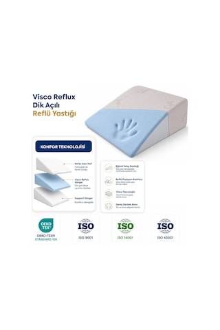 Homedius Viscotherm Reflux Dik Açılı Silk Kumaş Reflü Yastığı 65x60x20 Cm Beyaz