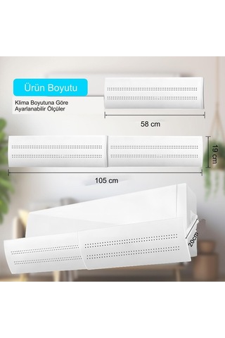 Ayrex Ayarlanabilir Delikli Klima Hava Yönlendirici 58-105 Cm Klima Çarpması Siperliği Aparatı