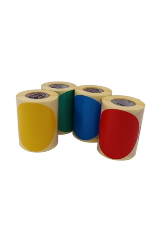 Kuşe Renkli Zemin Baskılı 100mm Çap Etiketi 250 Adet