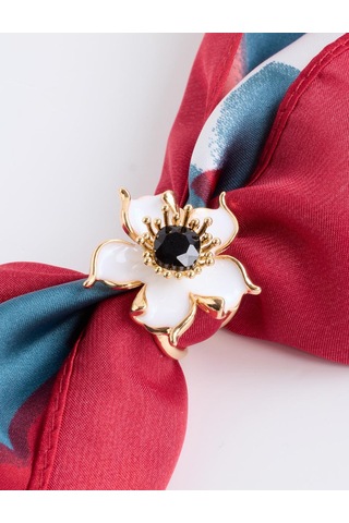Jimmy Key Jimmy Key Beyaz Çiçek Figürlü Eşarp Yüzüğü 6sw517574100