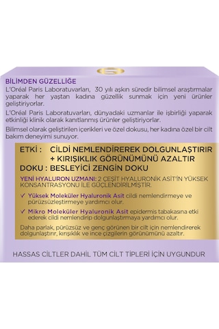 L'Oreal Paris Hyaluron Uzmanı Cilt Dolgunlaştıran Nemlendirici Gece Kremi 50 ML