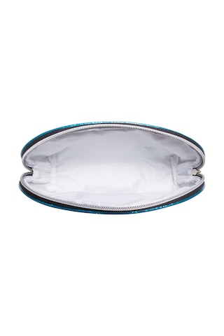 Simli Kapra Eva Pvc Kaplı Kambur Kahverengi Makyaj Çantası