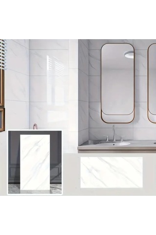 Periboia Beyaz Mermer Desenli Alüminyum Plastik Duvar Stickerı Karışık Renkli