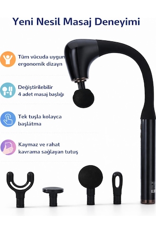 U Şeklinde Derin Doku, Boyun Ve Omuz Sırt Bel Uzatılmış Sap Masaj Tabancası Masaj 4 Başlık Ve 5 Mod Diğer