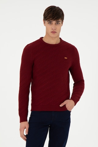 U.S. Polo Assn. Erkek Slim Fit Bisiklet Yaka Bordo Kazak 50297050-VR014
