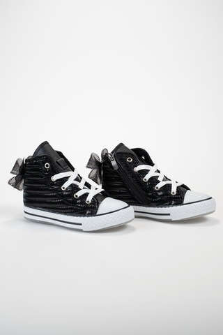 Scarpe Magiche Black Star Taşlı Fiyonklu Yüksek Bilekli Spor Ayakkabı 31-35 Numara Arası Işıksızdır Siyah
