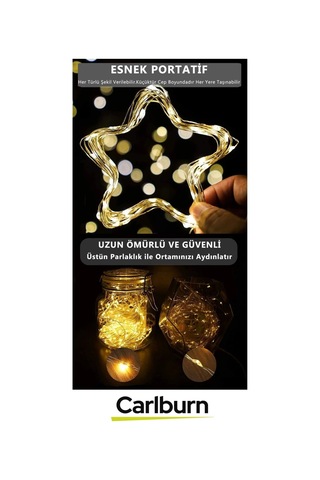 Led 10 Metre Sarı Pilli 3 Fonksiyonlu Dekoratif Aydınlatma Yeni Yıl Yılbaşı Çam Ağacı Ev Süsleme