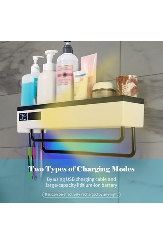 Akıllı Uv Diş Fırçası Rafı, 2 Havlu Barı, Diş Fırçası Sanitizatörü, Duvara Monte Banyo Diş Fırçası Tutucu, Usb Şarjlı Elektrikli Diş Fırçası Organizeri Siyah