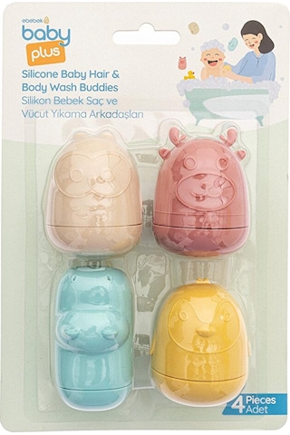 Baby Plus Oyuncaklı Yumuşak Silikon Bebek Saç Ve Vücut Yıkama Arkadaşları 4'lü