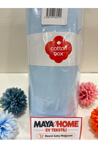 Cotton Box Açık Mavi Battal Çift Kişilik Lastikli Çarşaf Seti 180x200 Çok Renkli
