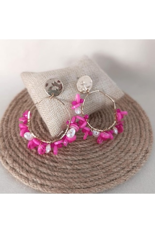 Küpe Otantik Doğal Taş Halka Sallantılı Küpe Nişan Düğün Kadın Takı Hediye Pembe